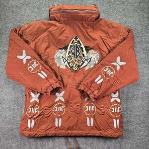 Vintage Bogner Ski Jacket Mens Medium Tribal Embroidered Hood Cheetah Print Coat